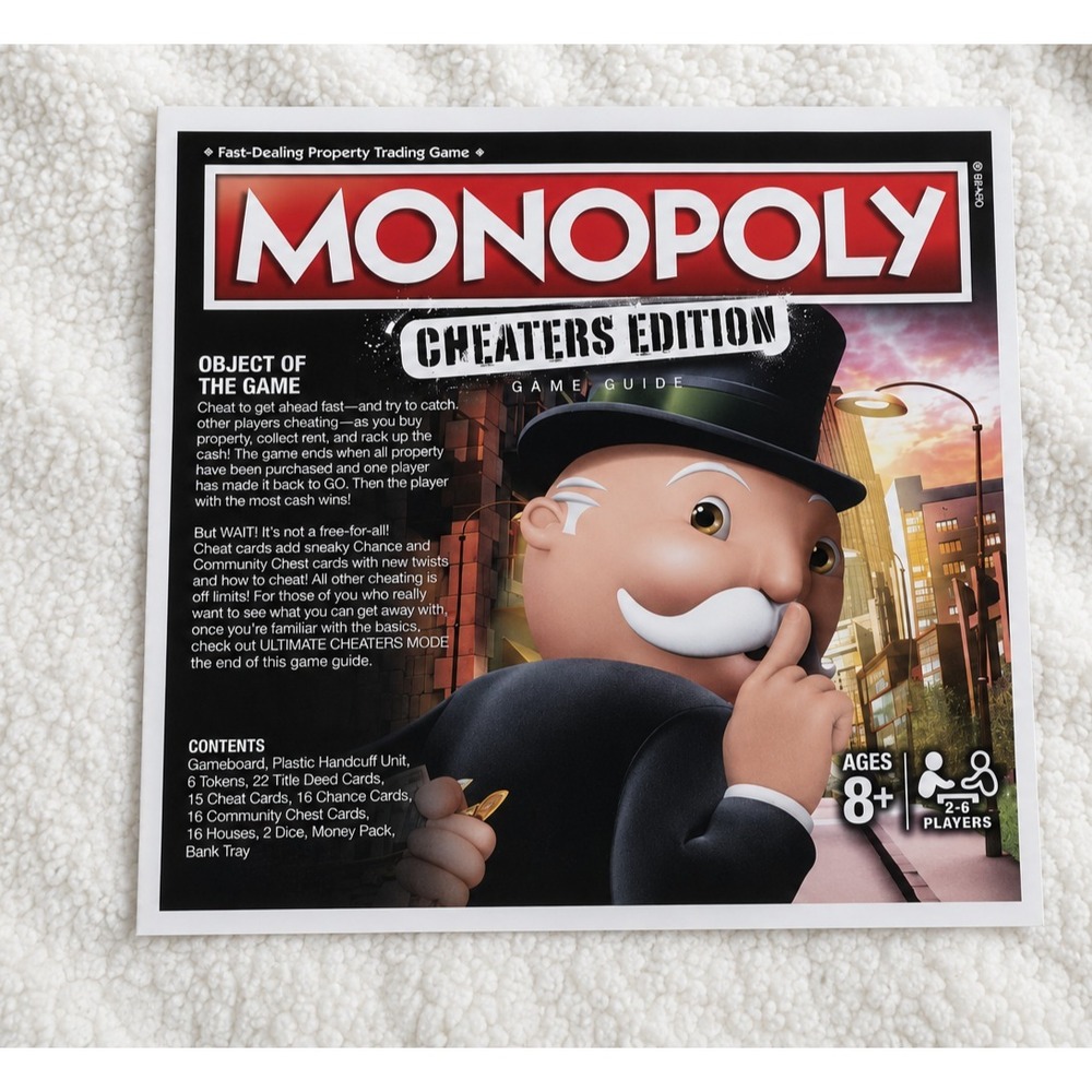 Monopoly Cheaters Edition Game Guide‎ Instruction Manual Hasbro 2017 Original